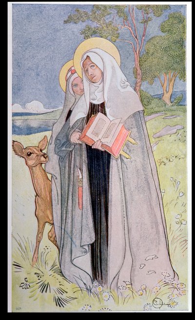 Sint Brigida van Zweden (ca. 1302-73) illustratie uit een boek over beroemde vrouwen van Zweden, 1900 door Carl Larsson